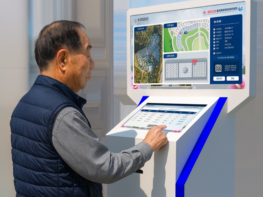 키오스크를 사용중인 어르신 모습